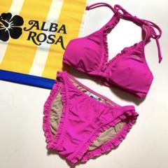 希少レア！ALBA ROSA フリルビキニ 水着 当時物 ピンク - メルカリ