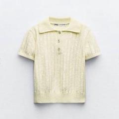 新品未使用タグ付】ZARA スパンコール刺繍入り異素材ニットトップス
