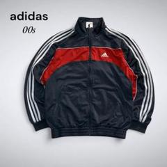 F0-056 【00s adidas】トラックジャケット 赤×グレー M〜L
