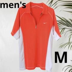 No.108NIKEゴルフMオレンジ速乾メンズ用ポロシャツウェアーハーフジップ