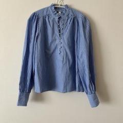 新品未使用　H&M 青と白のストライプブラウス XS