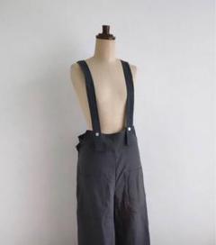 リネンサロペットパンツ　ブラック