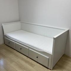 IKEA  ヘムネス　ベッド　マットレス付き HEMNES ヘムネス ベッドフレーム マットレス付き, ホワイト