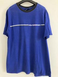90s ポロスポーツ ラルフローレンリンガー Tシャツ　ブルー×ブラック　 L