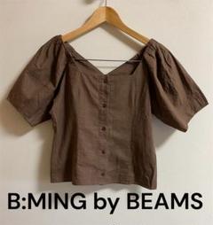 B:MING by BEAMS ビームス　ブラウン　半袖シャツ　リネン　コットン