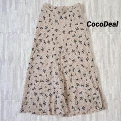 CocoDeal フレアロングスカート　M ドット花柄　ベージュ　オールシーズン