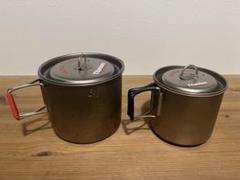 廃盤旧ロゴ　エバニューチタンマグ500 スタッキングセット　中古品 特集 Ti Mug pot 500｜EVERNEW ONLINE SHOP