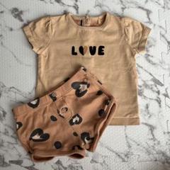 ベビー服セット Tシャツ＆ショートパンツ LOVE ロゴ＆ヒョウ柄