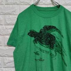 アメカジ US古着 半袖 両面プリントTシャツ グリーン