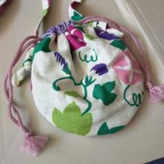 巾着ポシェット☆ハンドメイド☆浴衣生地　キッズ　朝顔柄