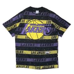 90s USA製 LAKERS ロサンゼルスレイカーズ 半袖Tシャツ ボーダー