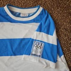 adidas 80s ボーダーtシャツ 銀タグ オリンピック 古着 ヴィンテージ
