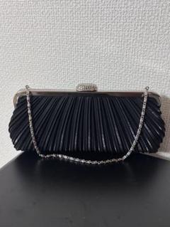 黒 プリーツデザイン パーティーバッグ