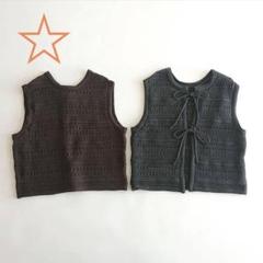 ☆ かぎ針風ニットベスト　ブラウンのサムネイル