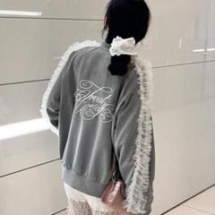 Treat Ürself トリートユアセルフ ジャージ Treat Girl's tulle frill jersey(gray) | Treat ü