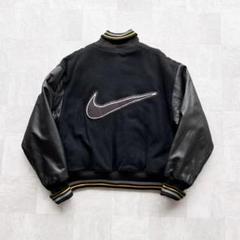 希少 90s old NIKE 袖レザー スタジャン BIG SWOOSH L