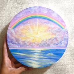 「日差しに当たるレインボーユーカリ」油彩画　風景画　手書き 日差しに当たるレインボーユーカリ」油彩画 風景画 手書き