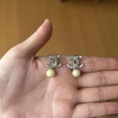 CHANEL ピアス　両耳 VINTAGE CHANEL/シャネル】pierce logo hoop (両耳)（ピアス（両