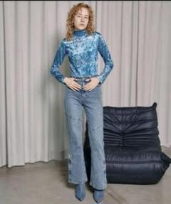 美品 メゾンスペシャル Handout Crash Velor Tops ブルーのサムネイル