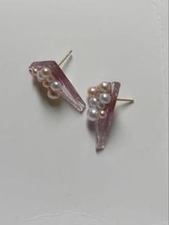 【3】パールの紫レジンピアス
