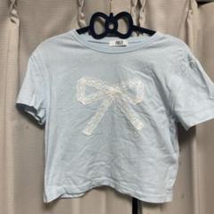 PHILLY 水色 リボン刺繍 Tシャツ バレエコア
