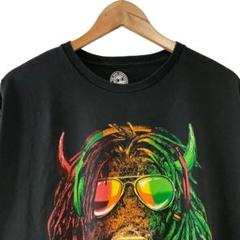 《USA古着》アニマル ラスタカラー 牛 レゲエ ビッグシルエット 黒 Tシャツ