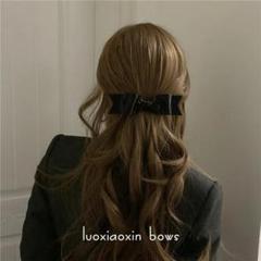 リボンバレッタ,ヘアクリップ,ブラック,黒色,BLACK,LuoxiA