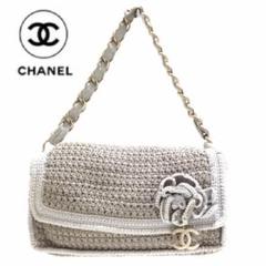 【CHANEL】チェーンショルダー/カメリア/ニット/ショルダーバッグ/シャネル