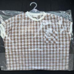 新品 ガーゼスリーブTシャツ 110 ブラウンチェック