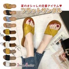 【美品】М　フラットサンダル　イエロー　38　24cm