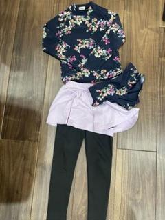 お値下げ✨花柄ネイビー水着セット 5-6yrs 110