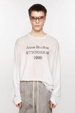 【Acne Studios】ロゴ ロングTシャツ 長袖 ホワイト AcneStudios ホワイト ロンTシャツ メンズ