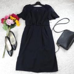 G855*極美品☆新品タグ付き☆オリバイシュオリ☆半袖☆ワンピース☆紺ネイビー