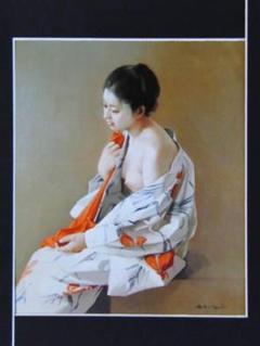 上尚司、【春陽】、希少な大判額装用画集より、美品、日本人画家、新品額装付 絵画