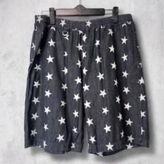 SOPHNET ソフネット 星柄 デニムショートパンツ ウエストゴム 薄手 黒