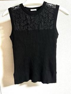 GU ブラック レース ノースリーブ ニットトップス L