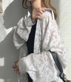 シースルー フラワーパターン 長袖シャツ