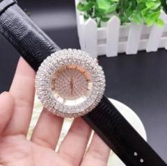 新品 送料込み ビッグフェイスラグジュアリー☆BLING BLING☆腕時計黒