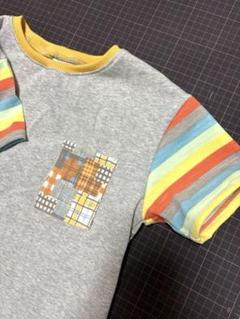 120サイズ カラフルストライプポケットTシャツ