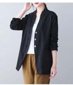 レディース スタンドカラー アウター 無地＆シンプル ボタン 全4色