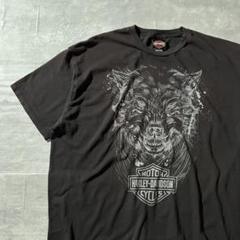 【希少2XL、雰囲気系】ハーレーダビットソン古着アニマル柄Tシャツストリート黒