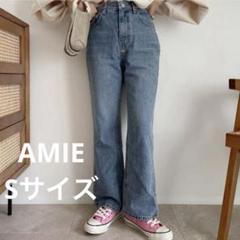 【試着のみ】AMIE 低身長 Mサイズ カーブ デニム ジーンズ 低身長 AMIE カーブデニム/blue Mサイズ