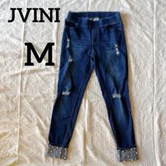 JVINIFashion 【M】ダメージデニムパンツ デニム ジーンズ パール