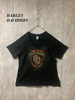 Harley-Davidson VネックTシャツ ブラック 古着