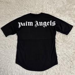 【QR確認済】パームエンジェルス バックロゴTシャツ ネックロゴ ブラック 黒 PALM ANGELS - 【25SS】バック カーブロゴ オーバー Tシャツ