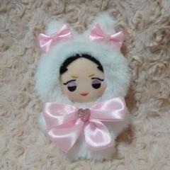 ちびぐるみ ぬい服 ぴんくりぼんのしろねこさん ぬい服】ちびぐるみ用♡白ふわ×ピンクリボンねこ（10cm〜12cm