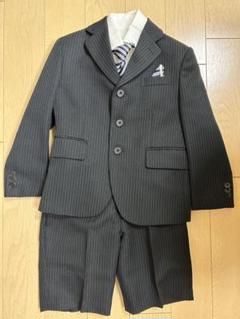 みれい　美品　ワンダーファクトリー 男の子 スーツ 4点セット ストライプ ワンダーファクトリー フォーマルスーツ 4点セット ブラック