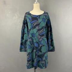 美品　plantation　コットンリネン　春夏　チュニック　ブラウス　総柄 blo218601.jpg