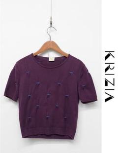HGA-R266/KRIZIA 半袖セーター ニット クルーネック 40 赤紫
