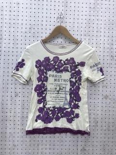 フェアリーグランジ古着 キラキラ　掠れプリント　レーストリムデザインTシャツ